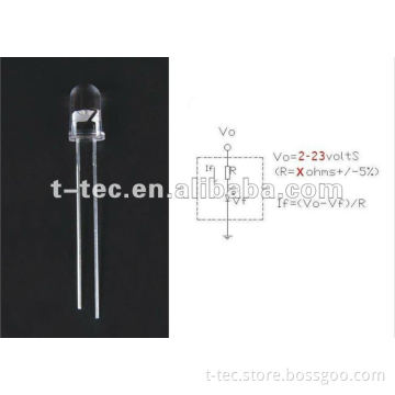 12V Blue Round Diode resistor Led With 3mm 5mm Standard Directivity